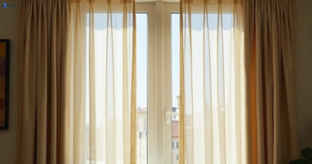 Dull dusty drapes in everton-hills before professional cleaning